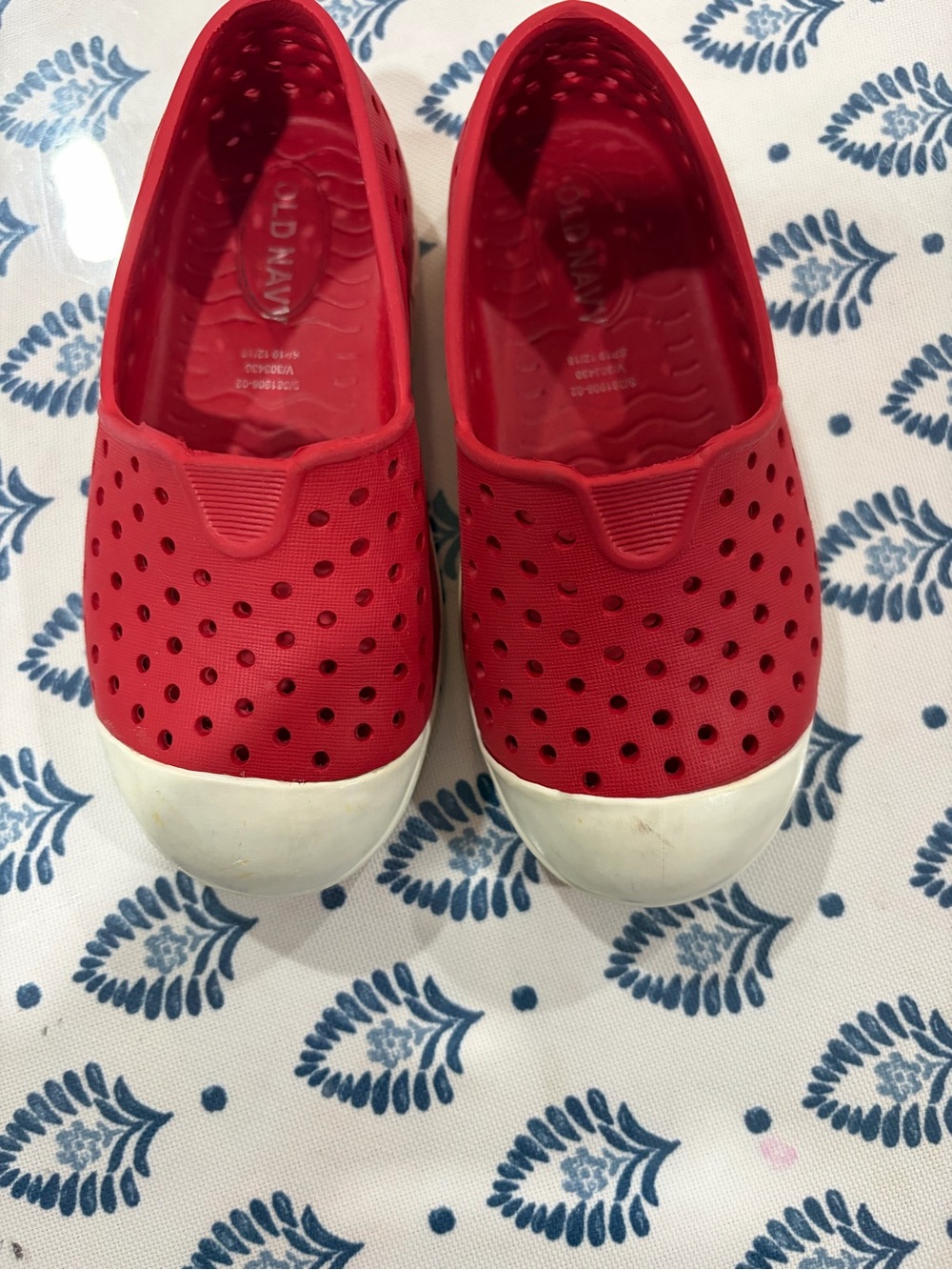 Old Navy Red Slip-On Perforated Moccasin Sneakers with White Toe